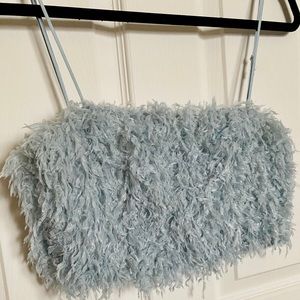 zara feathered crop top✨